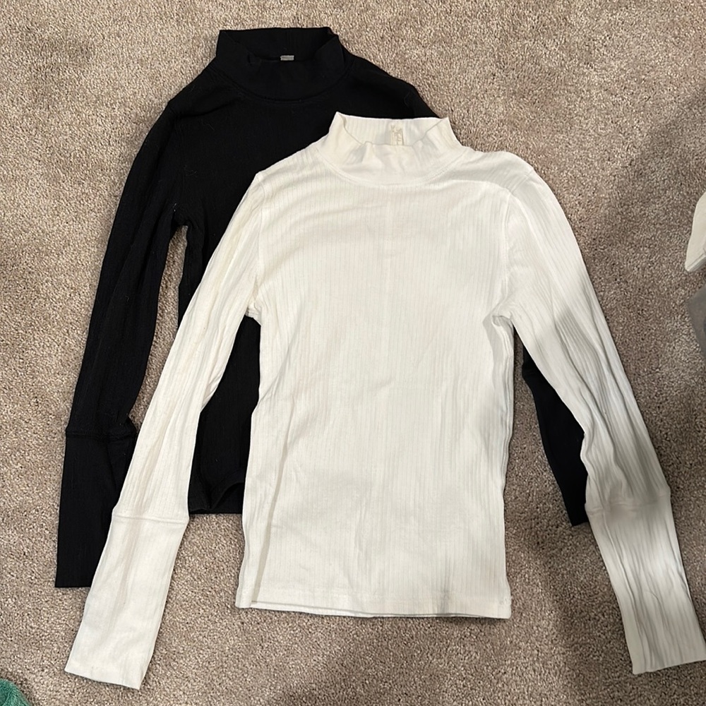 Free People black and white basic mock neck bundle